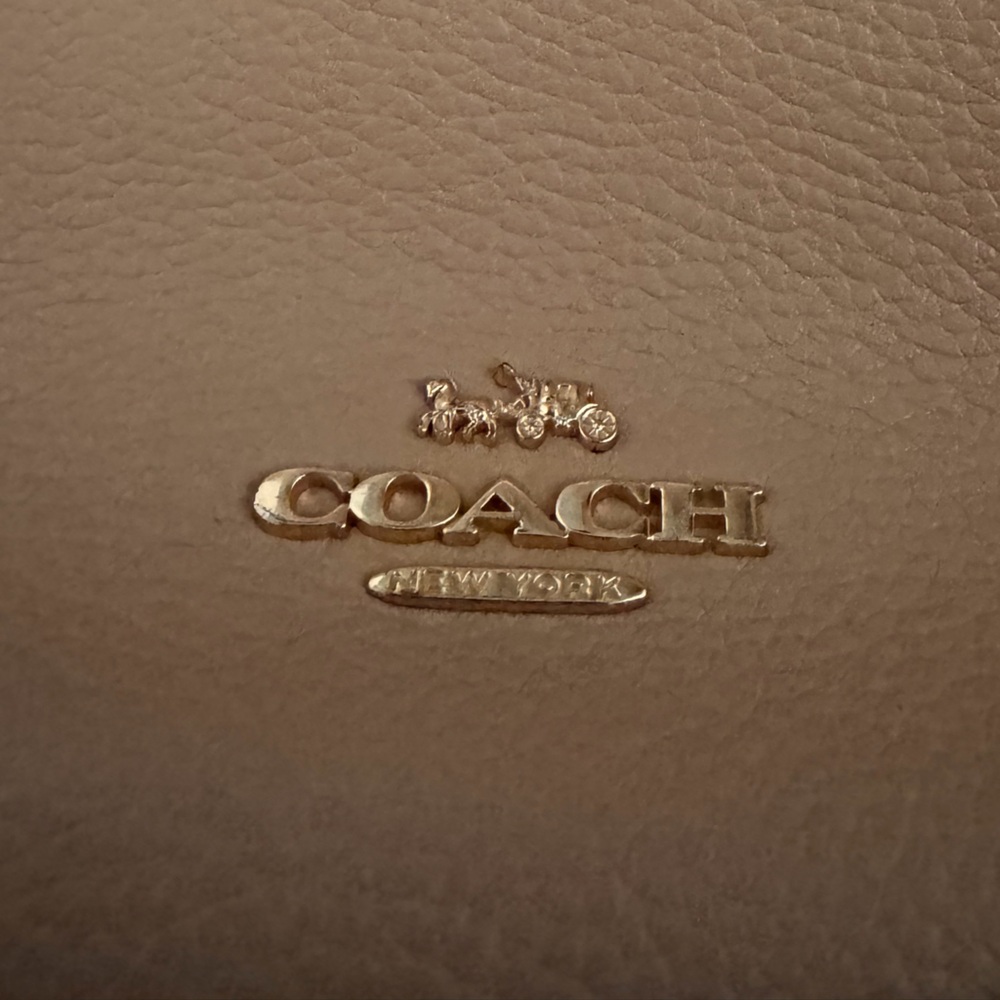 Coach Tan Leather Shoulder Bag with Gold Accents